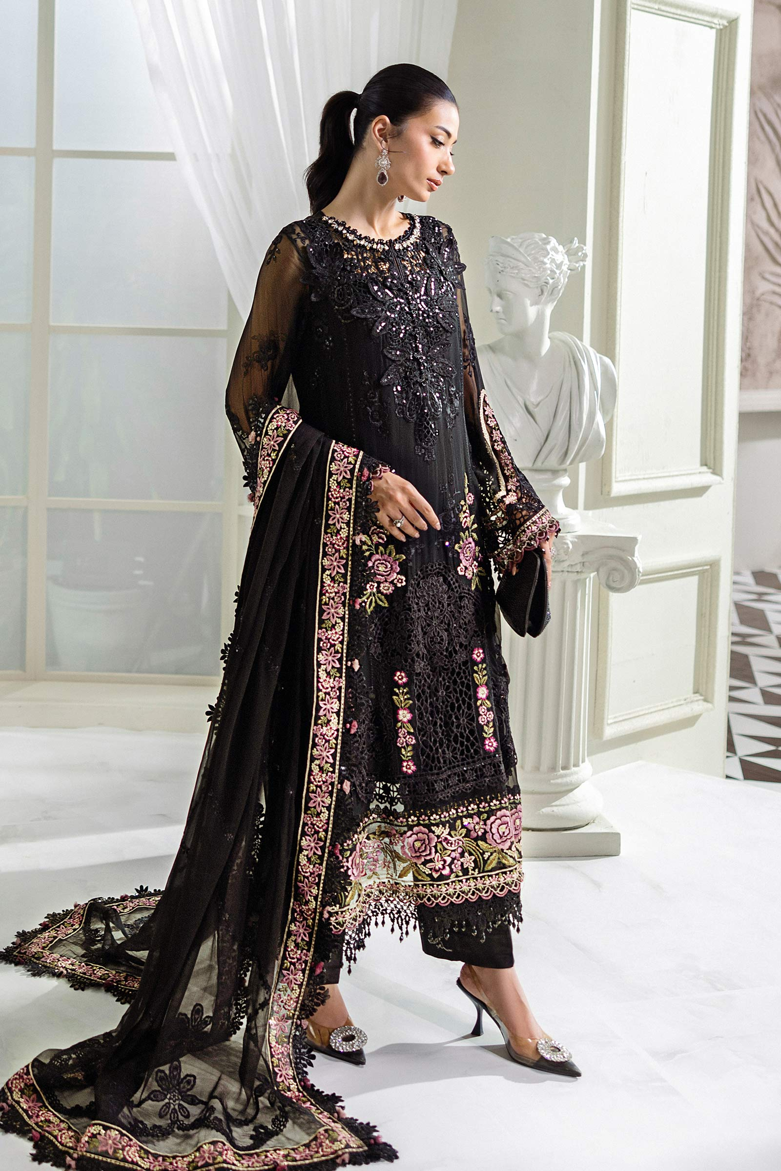 Embroidered Luxury Chiffon Unstitched 3Pc Suit MPC-D4-104