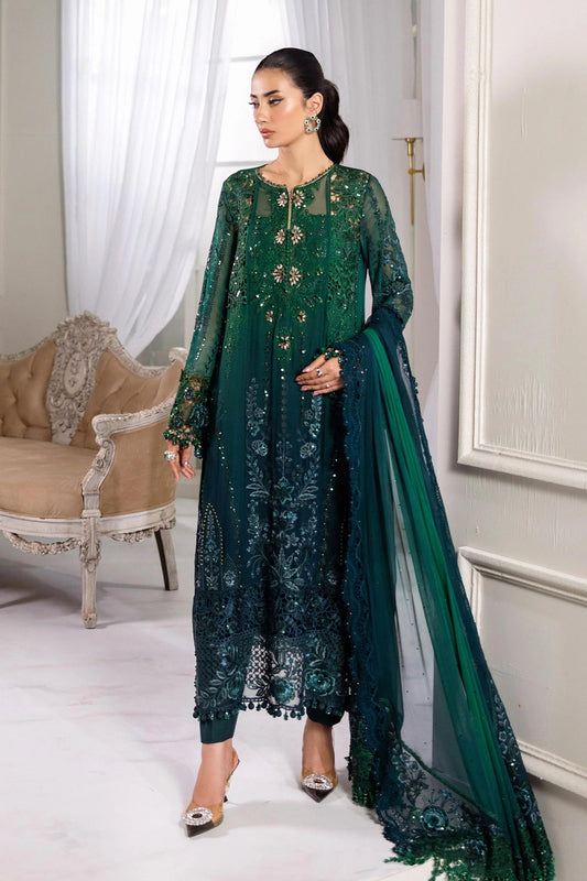 Maria.B Luxury Chiffon Embroidered Unstitched 3 Piece - MPC-25-106-Emerald Green
