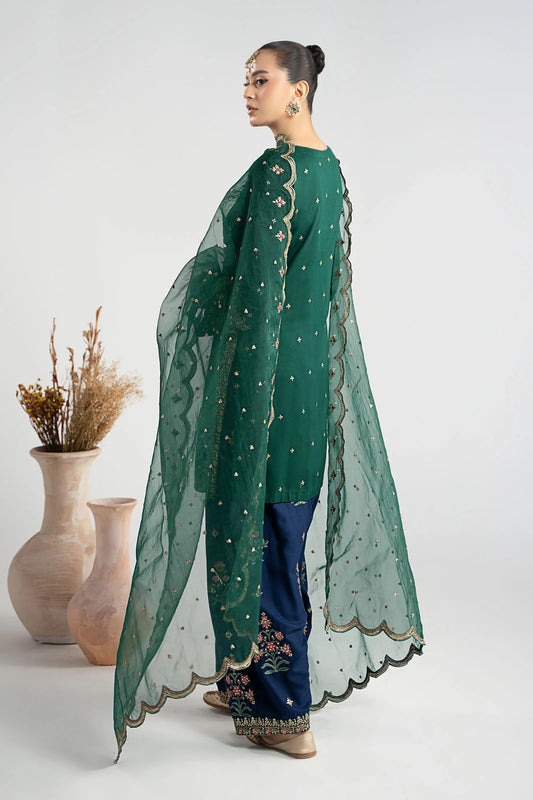 Maria.B - Luxury Raw Silk Embroidered 3 Pc Unstitched Green