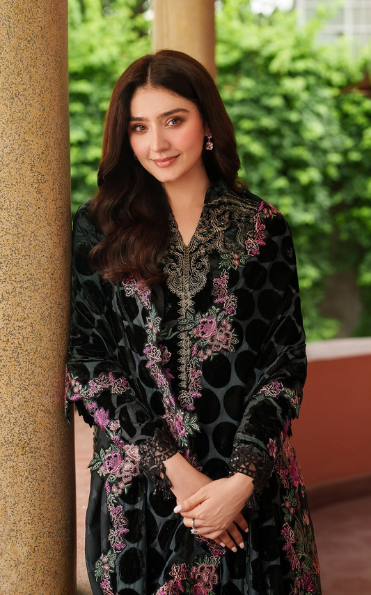 Asifa & Nabeel Pashmina Luxe Unstitched Embroidered 3Pc Suit LWC25-02 Eira Palaichi Suit