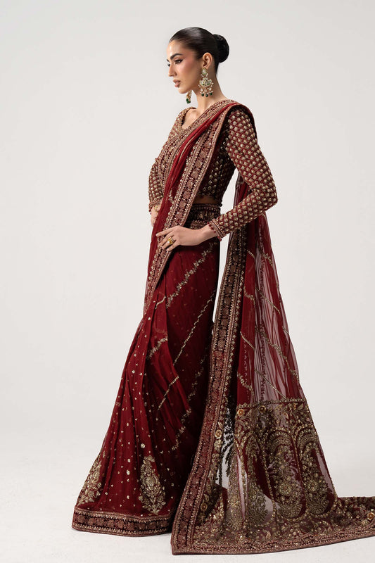 Maria B 26V1-09-Danira Luxury Chiffon Embroidered 3Pc Unstitched Sari PA-132