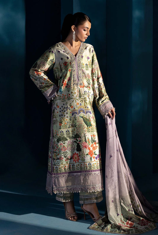 Maria.B - Luxury Silk Embroidered Unstitched 3 Piece - MPS-W25-06-Pista