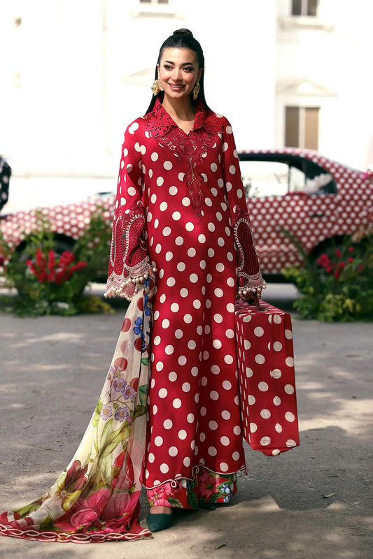 Maria.B MPrints Embroidered Lawn 3Pc Unstitched Suit MPT-3008-B