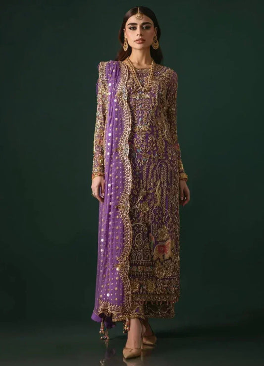 Nomi Ansari Luxury Pure Chiffon 3 Piece Unsticthed Couture