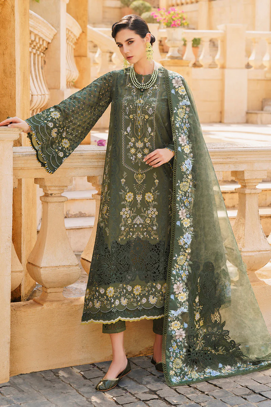 Baroque Embroidered Luxury Lawn 3 Pc Unstitched Suit BQU - D10
