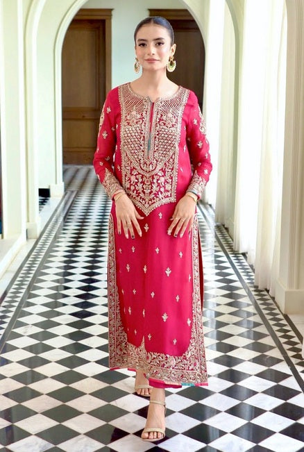 Waqar Asghar - Gul Posh - Luxury Tassle Silk Embroidered Unstitched 3 Piece