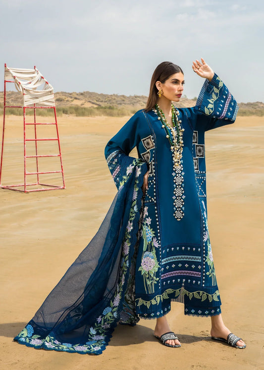 Crimson Embroidered Lawn Suits Unstitched 3 Piece Bohemian Summer D7A - Luxury Collection - 3 Pieces Lawn - Zainabjees