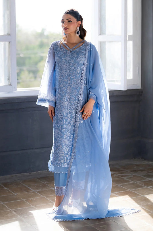 Azure - Luxury Chiffon Embroidered Unstitched 3 Piece - Twilight Ash
