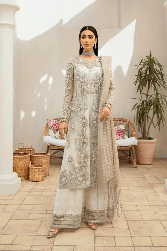 Maryam Hussain Rosnhi Luxury Formal Marwa Unstitched Chapter2 MFC2 - 06 By Nimra Khan - 3 Pieces Net Embroidered - Zainabjees