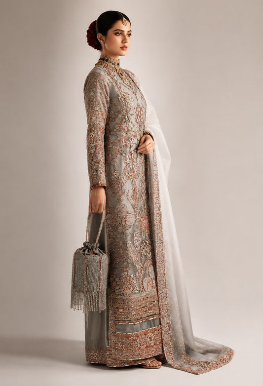 Hussain Rehar Luxury Organza Embroidered 3Pc Unstitched Suit Verve PA-120