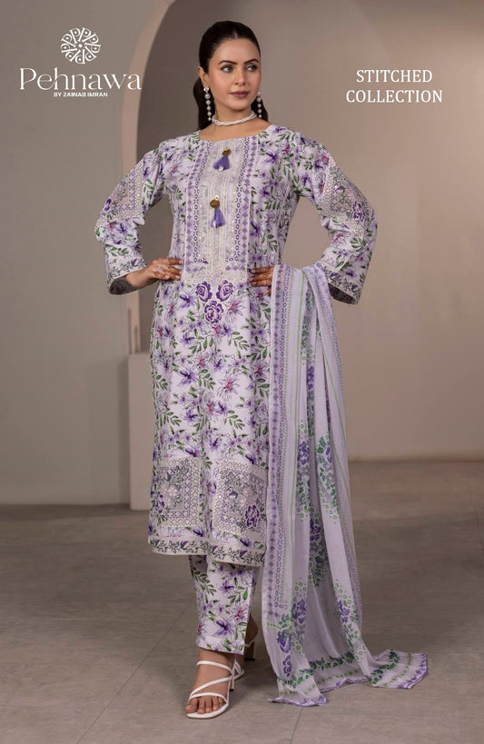 Pehnawa Luxury Lawn Embroidered Stitched 3PC Suit-PA0009