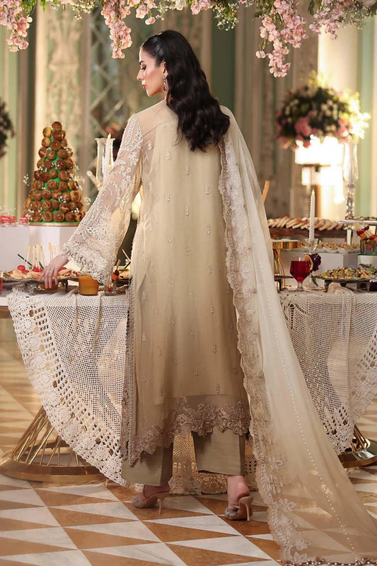 Maria B Luxury Embroidered Chiffon Unstitched 3Pc Suit MPC-26-103-OLIVE GOLD