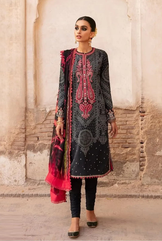 Mushq Luxury Embroidered Lawn Chunri Collection with Pure Chiffon Duppatta
