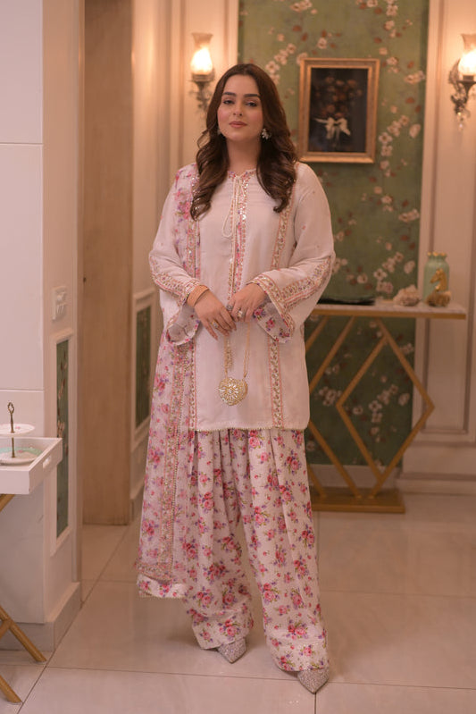 Aneelas Luxury Silk Embroidered 3Pc Unstitched Suit Fc - 30
