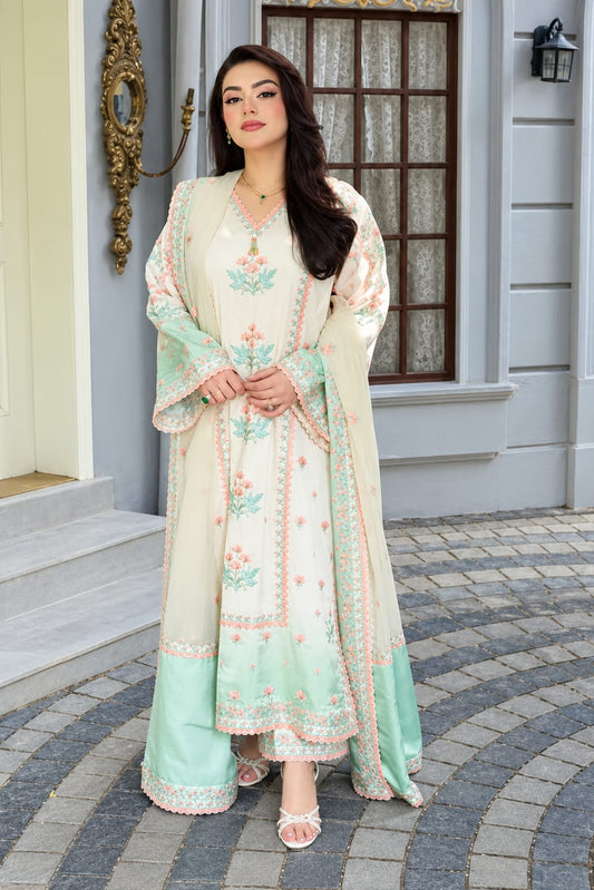 Aneelas Fc-37 Luxury Silk Embroidered 3Pc Unstitched Suit PA-178