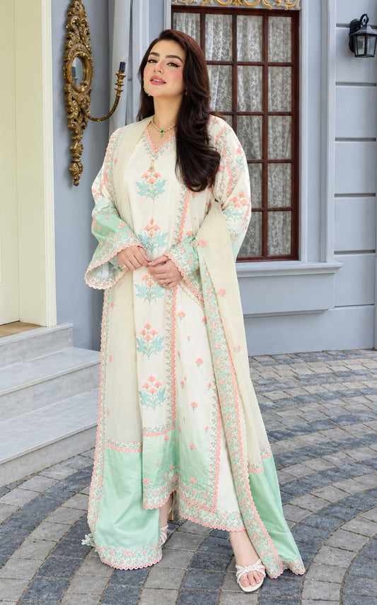 Aneelas Fc-37 Luxury Silk Embroidered 3Pc Unstitched Suit PA-178