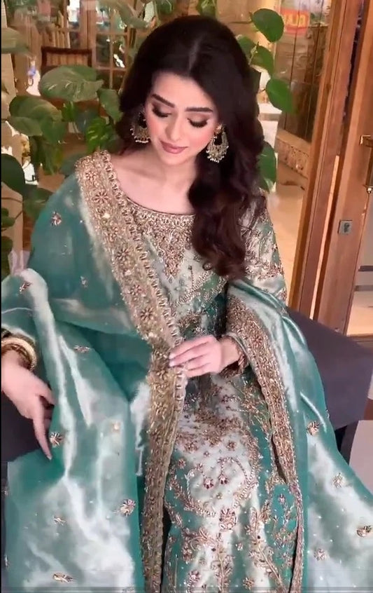 Haris Shakeel Luxury Myssory Embroidered Unstitched 3 Piece - 20736