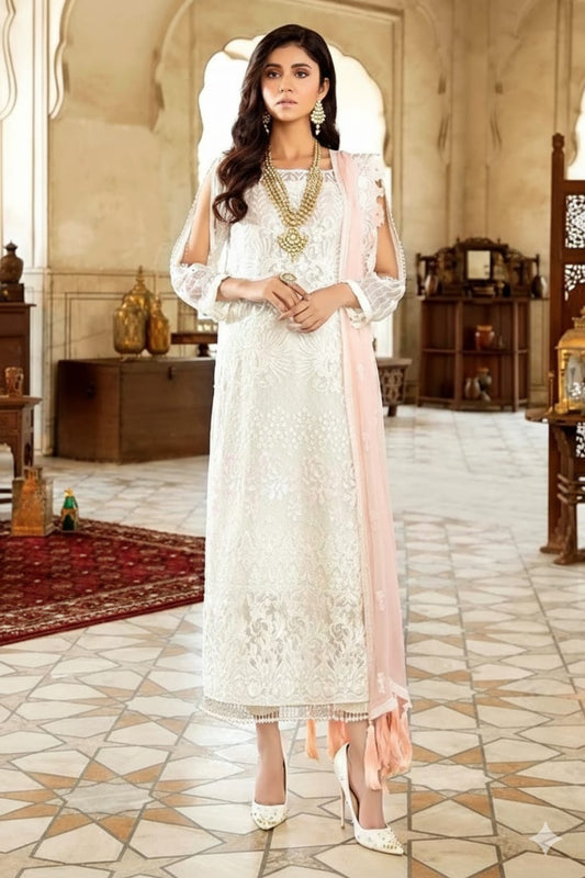 Imrozia - Ivory Mist - Luxury Chiffon Embroidered Unstitched 3 Piece