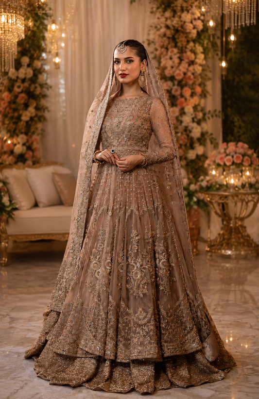 Pehnawa Luxury Net Embroidered 3Pc Unstitched Suit - Mahra
