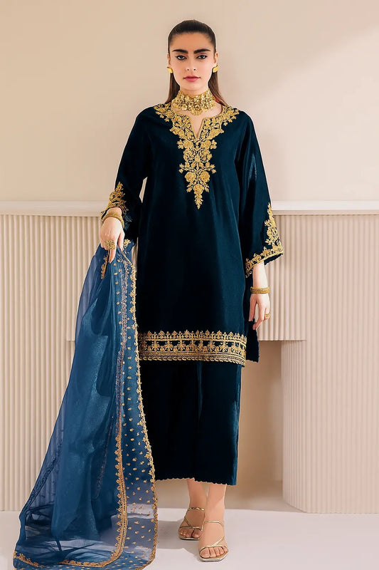 Baroque Luxury Velvet Embroidered Unstitched 3 Piece