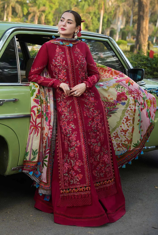 Hussain Rehar Luxury Lawn Embroidered 3 Pcs Unstitched Suits BLOOM
