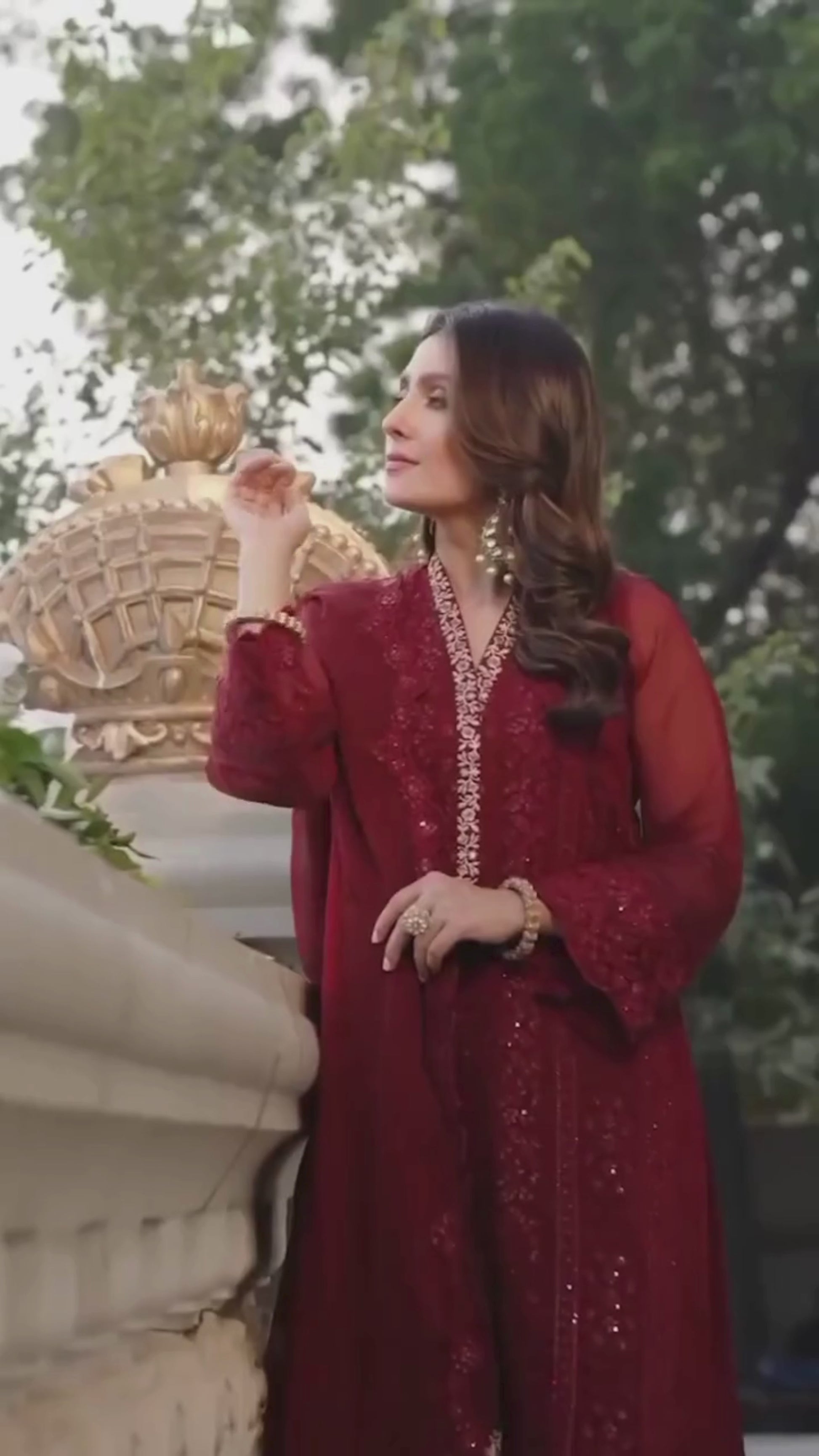 Azure Vibrant Ruby - Luxury Chiffon Embroidered Unstitched 3 Piece
