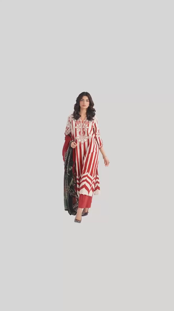 Maria.B 3 Piece Unstitched Embroidered Lawn Suit MPT-2609-A MPRINTS