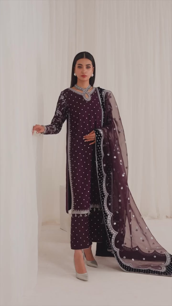 Jazmin Embroidered Raw Silk Unstitched 3 Pc Luxury Collection UR-7011