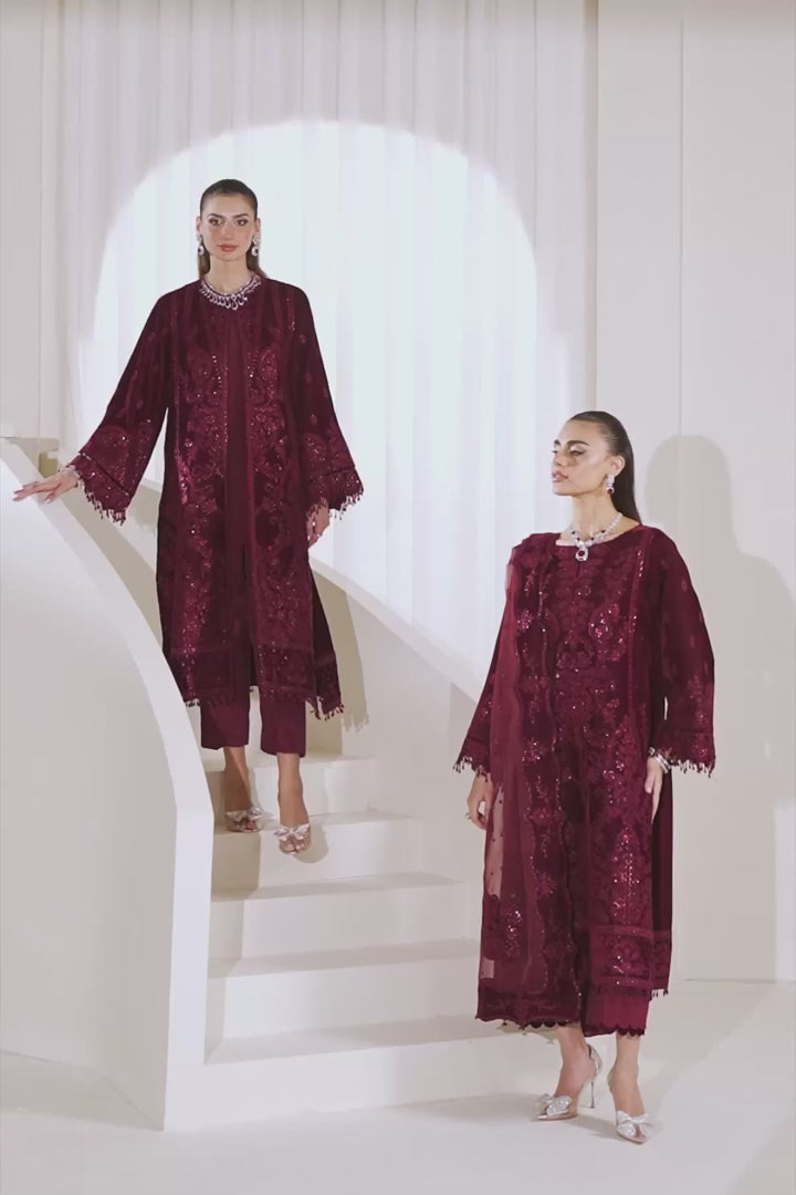 Baroque Luxury Embroidered Velvet 3 Pcs Unstitched Collection UF-758