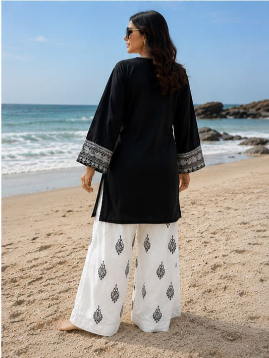 Poshkari Luxury Embroidered Lawn Unstitched 3Pc Suit Aizal Black