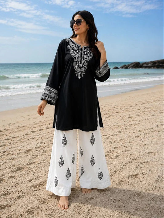 Poshkari Luxury Embroidered Lawn Unstitched 3Pc Suit Aizal Black