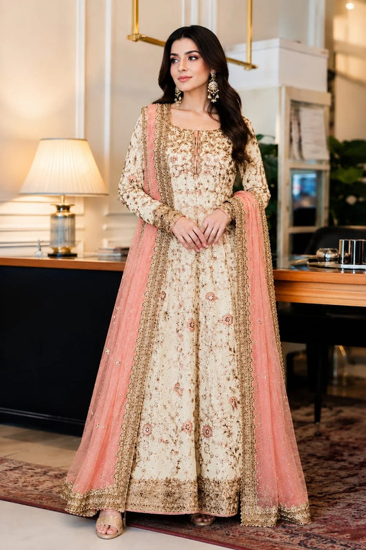 Poshkari Luxury Raw Silk Embroidered 3Pc Unstitched PA 0041