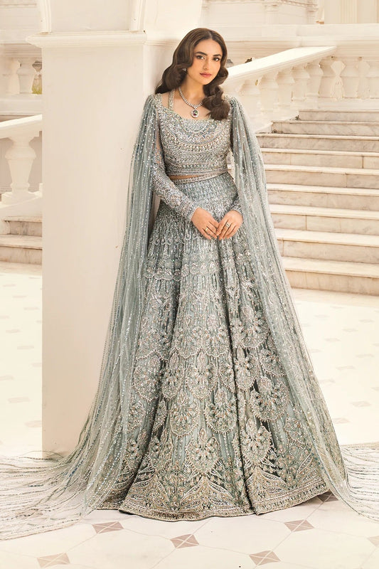 Erum Khan Luxury Net Embroidered 3Pc Unstitched Suit-Minty Breeze