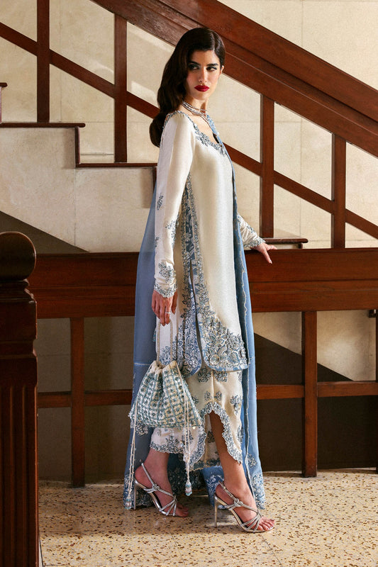 Hussain Rehar Luxury Raw Silk Embroidered 3 Piece Unstitched - Virelle