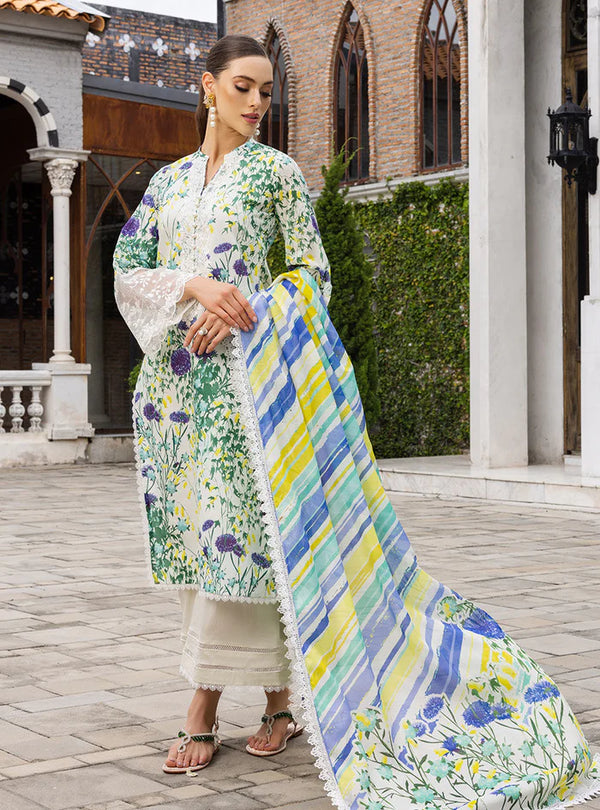 Tahra By Zainab Chottani Embroidered Lawn Suits Unstitched 3 Piece Frosty Orchid 10A - Summer Collection