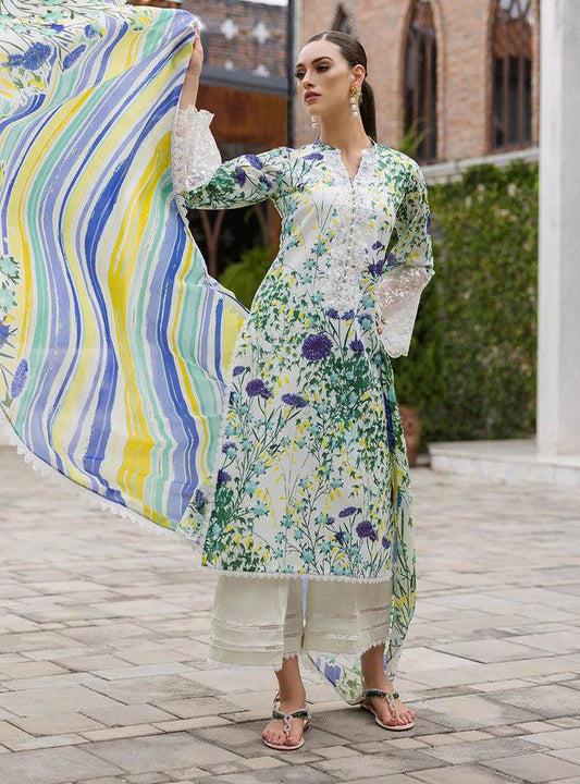 Tahra By Zainab Chottani Embroidered Lawn Suits Unstitched 3 Piece Frosty Orchid 10A - Summer Collection