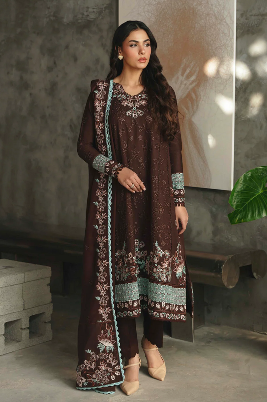 Mahmair Luxury Embroidered Lawn 3Pc Unstitched Suit K-02