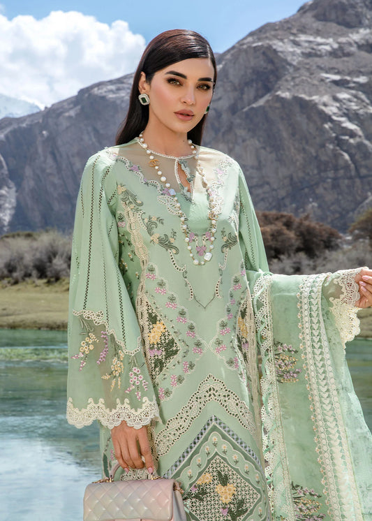 Crimson Luxury Lawn Embroidered Collection A French Brunch - Sage
