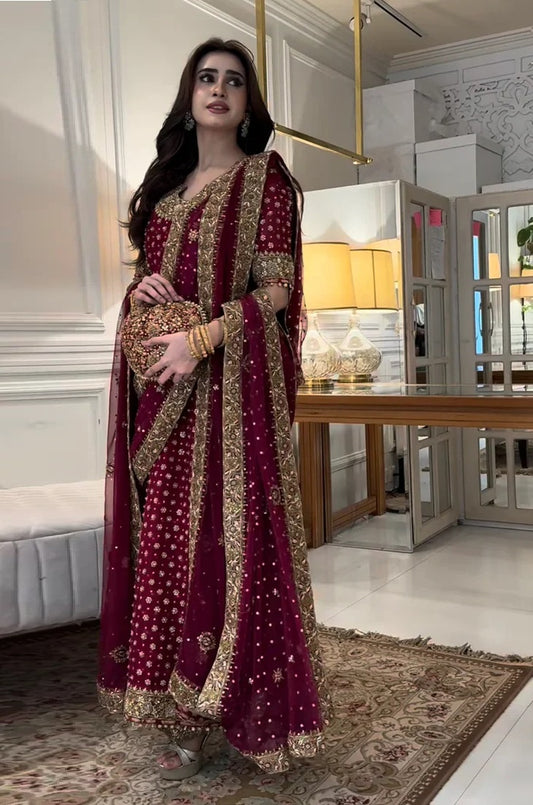 Haris Shakeel Luxury Raw Silk Unstitched 3 Piece - HR 69 Aisha Afridi