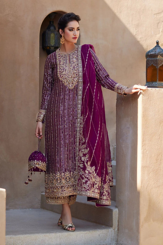 Kanwal Malik - Luxury Lava Silk Embroidered Unstitched 3 Piece - Amara