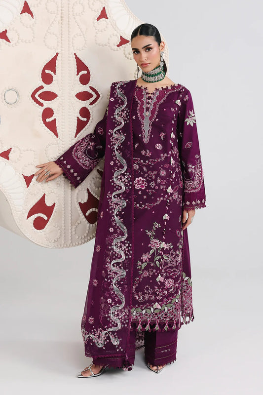 Qalamkar - Luxury Lawn Embroidered Unstitched 3 Piece - Tresa