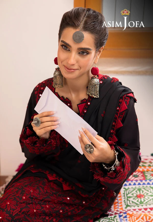 Shadow Work By Asim Jofa Embroidered Chiffon Suits Unstitched 3 Piece AJ23SW AJSW-22 - Luxury Festive Collection