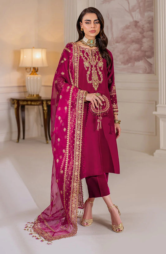 Baroque Luxury Velvet Embroidered 3 Piece Unstitched PR-1020
