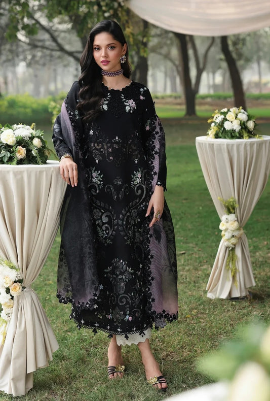 Sardinia - Luxury Lawn Embroidered Unstitched 3 Piece - Midnight Bloom