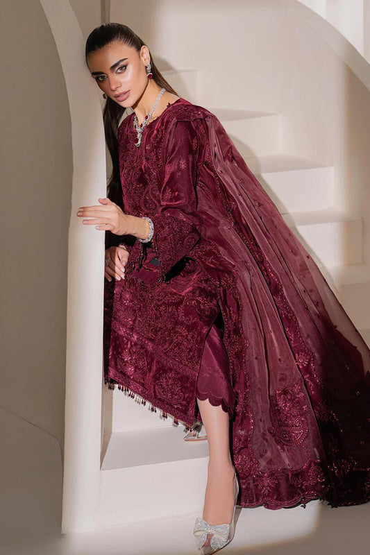 Baroque Luxury Embroidered Velvet 3 Pcs Unstitched Collection UF-758