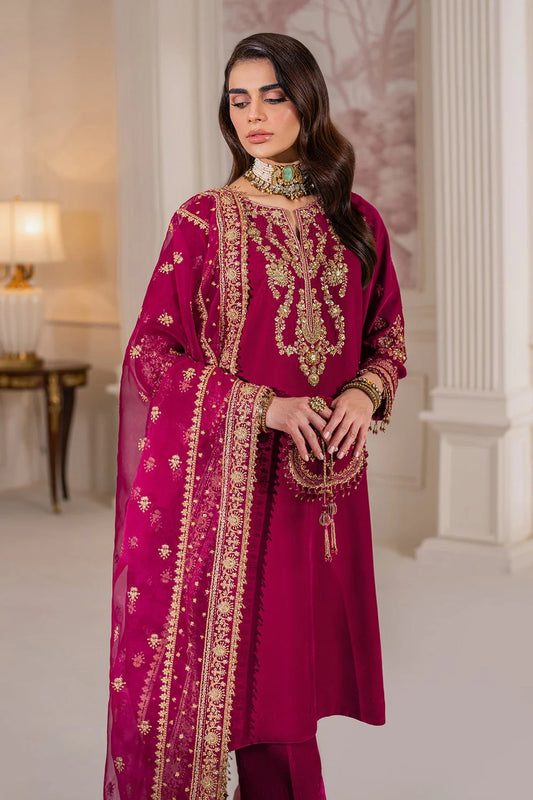 Baroque Luxury Velvet Embroidered 3 Piece Unstitched PR-1020