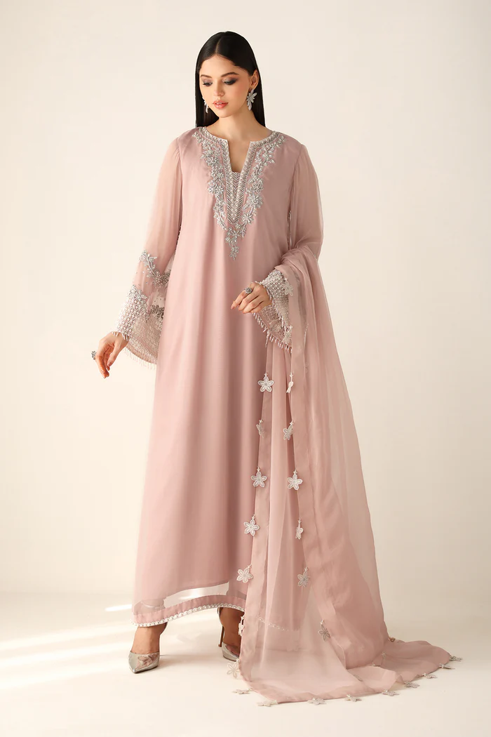 green emerald velvet dress Embroidered Chiffon CH13-02 Stitched Stitched / Custom Size