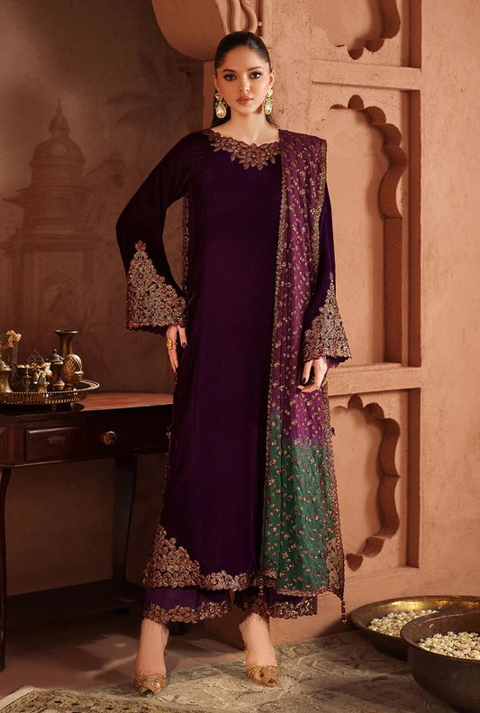 Iznik - Luxury Velvet Embroidered Unstitched 3 Piece- IV-57