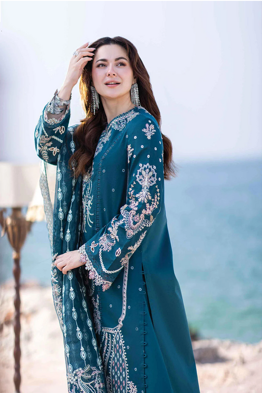 Qalamkar Luxury Lawn Embroidered 3 Piece Unstitched Sahil Kinare FP-16-Kira