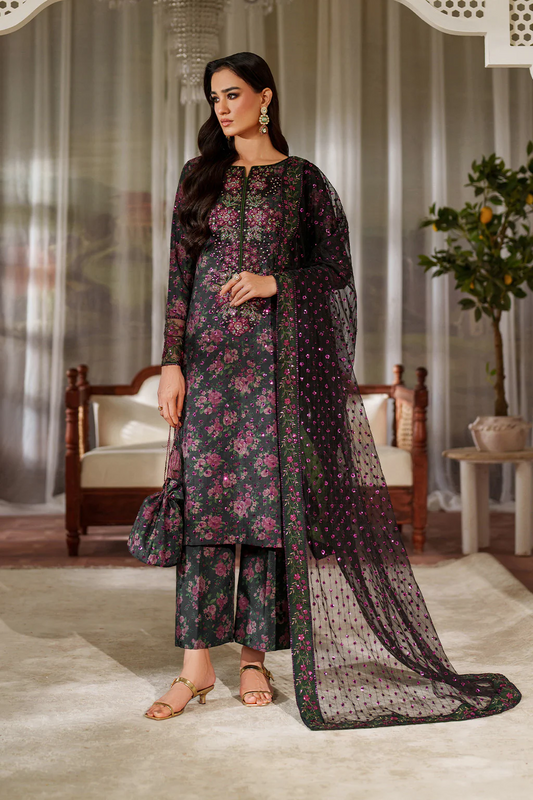 Iznik Luxury Printed & Embroidered 3 Pc Unstitched Lawn Suit UE-537